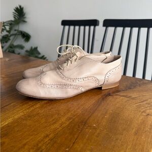 Garnet Hill Taupe Leather Wingtip Oxford Dress Shoes Size 10 Italy Work Business